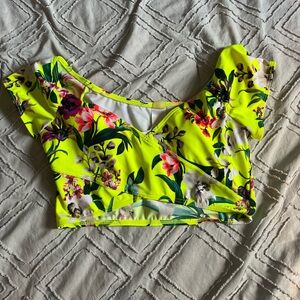 Neon cap sleeve bikini top